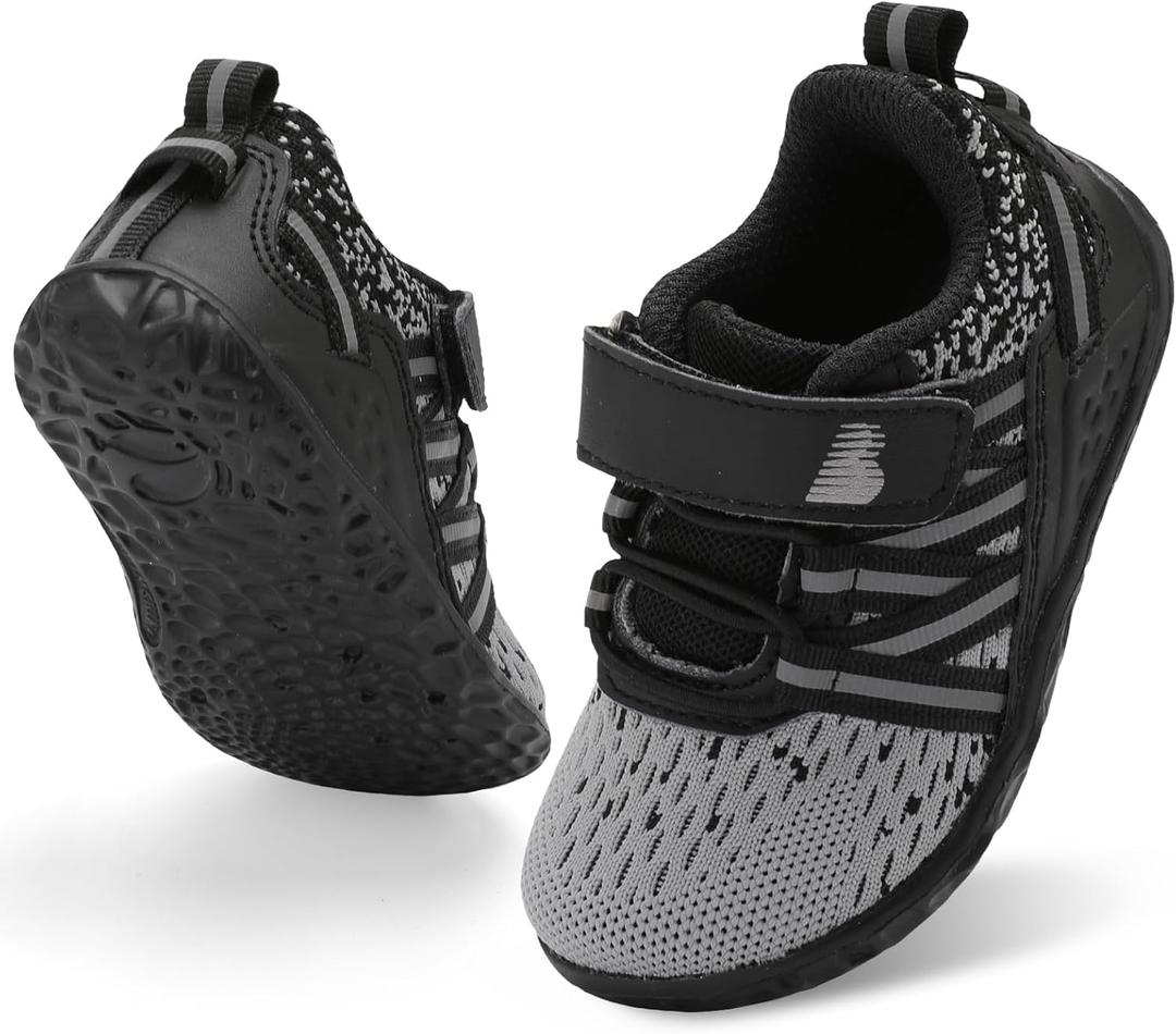 BARERUN Baby Sneakers Toddler Shoes Soft Anti-Slip Sole Newborn First Walkers Infant Toddler Breathable Athletic Running Shoes (Gray)