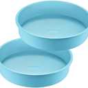 HONGBAKE 9 Inch Round Cake Pan Set of 2, Nonstick Ceramic Coating Cake Molds with Diamond Texture, Aluminized Steel Cake Pans Sets for Baking & Cheesecake, Heavy Duty & Non-Toxic (Light Blue, 2PCS)