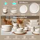 Artena Plates And Bowls Sets, 24 Pieces Dinnerware Sets, Dish Set For 6, Ceramic Kitchen Bowl And Plate Set, Embossed White Dishware Sets, Dishwasher & Microwave Safe (Damask Floral) (With Mugs)