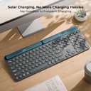 iClever Solar Bluetooth Keyboard, Wireless Keyboard with Solar & Indoor Light Charging, Full Size Keyboard with Numeric Keypad, Multi-Device Bluetooth Keyboard for Mac, Windows, Laptop, PC