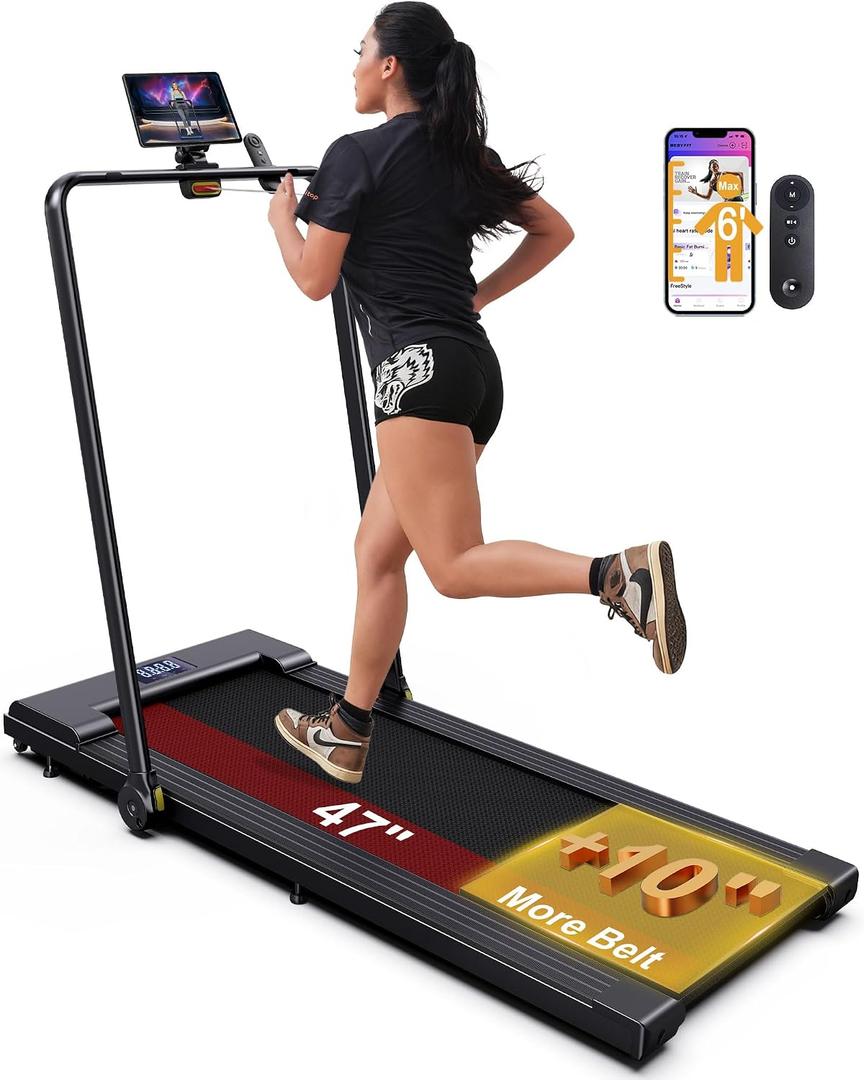 Lichico PulseDrive 8.7 MPH Walking Pad Treadmill with BLDC, Fits up to 6' & 47"x16" Super-Long Desk with Handle Bar, Compact Under Desk Treadmill for HomOffice, Running Walking Machine Remote Control