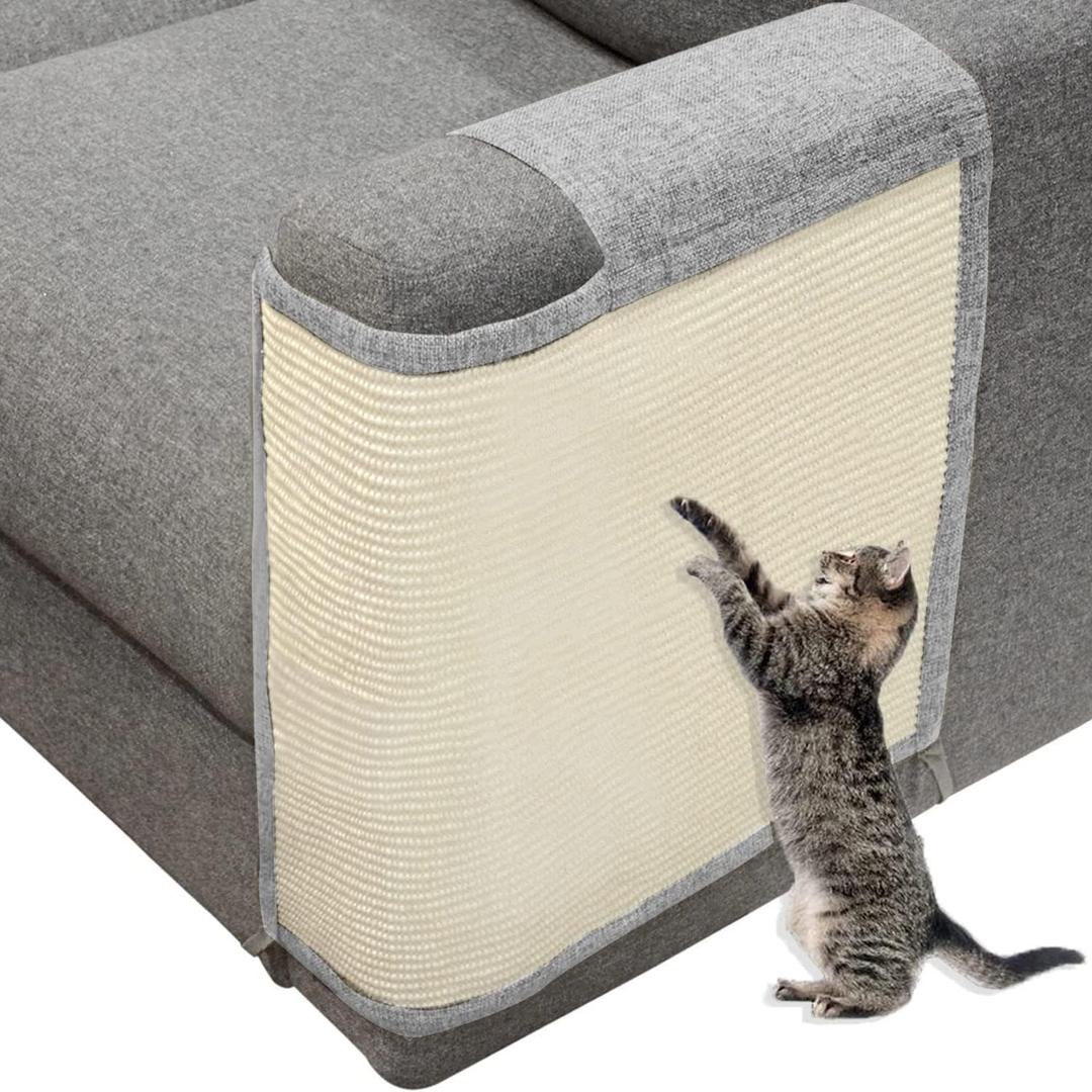 Cat Scratch Couch Sofa Protector with Natural Sisal for Protecting Furniture Couch Chair Sofa Light Grey