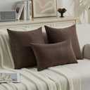 FUTEI Dark Coffee Chenille Throw Pillow Covers 20x20 Inch Set of 2,Soft Wide Chevron Textured Cushion Case,Farmhouse Home Decor for Couch Bed Living Room