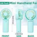 Rossesay 100 Pcs Mini Portable Fan Handheld Battery Operated Portable Small Personal Fans for Summer Travel Beach Indoor Outdoor Cooling Gift (Pink,Purple,Yellow,Green,Blue)