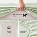 Amazon Basics Soft Fitted Sheet, Lightweight Bottom Sheet, 14-Inch Deep Pocket, Durable and Long Lasting, Easy Care, King, Aloe Green, Pack of 2