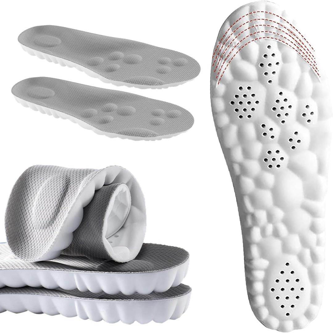 4D Cloud Insoles for Men and Women, Memory Foam Cloud Insoles Super Soft Anti-Fatigue, Shock Absorption, Relieve Foot Pain, (Gray, Women: US 5-9)