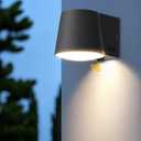 Outdoor Wall Light Fixture, AC/Solar Charging Front Porch Lights Wall Mount Waterproof, 2700K/4000K/6500K, Dusk to Dawn Outdoor Lighting Motion Sensor for Door Entryway Garage, Darkgrey, 1 Pcs