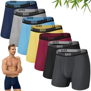 Mens Underwear Breathable Boxer Briefs 7 Pack Bamboo Rayon Boxers for Men Soft Stretchy Men's Underwear with Fly (Medium, Black/Dark Grey/Grey/Navy/Blue/Red/Yellow)