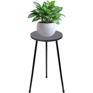 ARTORA RTORA Indoor Plant Stand, Mid Century Wood Plant Stool Adjustable Corner Tall Plant Sand Wooden Small Round End Table 18 Inch Plant Holder for Flower Pots Modern Home Decor (Black)