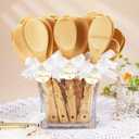 Jingmore 36 Set Bridal Shower Party Favors Bamboo Wooden Spoons with Bow and Tags Kitchen Utensils Wedding Favors Gift for Bridal Shower Prizes Guests Party Table Decoration(Gold Star,White Ribbon)