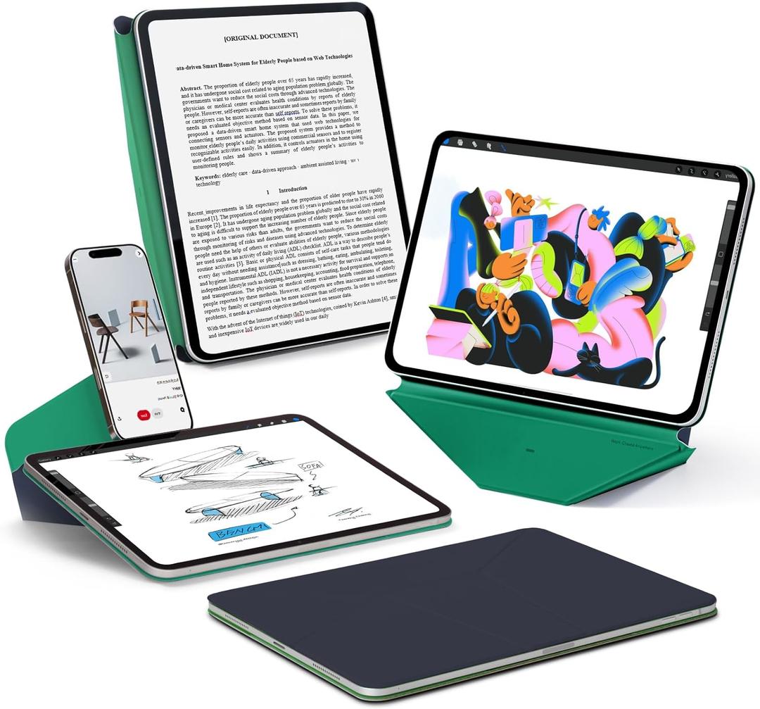 MOFT Dynamic Folio Case for iPad Pro 11- inch (M5 2025 / M4 2024), Slim Magnetic Stand Case with 20+ Viewing Angles, Auto Wake/Sleep, Ultra Thin,Navy Blue x Oz Green