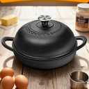 Dutch Oven Bread Baking Pot with Lid 6QT Enameled Cast Iron Oven, Matte Black Design & Sourdough Kit (Silicone Sling) for Artisan Bread Making