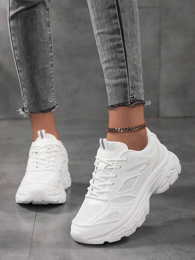 Women's Fashion Sneakers Platform Sneakers Chunky Street Style White and Black, Size 39 