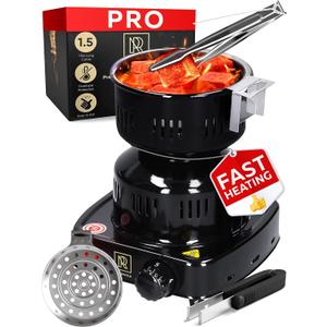 PRO Multipurpose Electric Charcoal Starter - Electric Charcoal Burner Approved Electric Stove - Coconut Charcoal Lighters with Tongs - 450W Hot Plate Electric with 304 Stainless Steel Coiled Burner