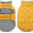 Queenmore Dog Winter Coat Warm Puffer Jacket Waterproof Plush Lining Thermal Cold Weather Vest for Small Medium Large Dogs, Windproof Easy On Pet Jacket Black M