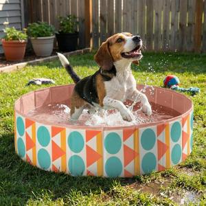 Dog Pool Heavy-Duty Non-Slip Portable Foldable Stylish Patterned | Collapsible Pool Made of Thick PVC, Non-Slip & Leakproof.Sturdy tub suitable for large dogs, pets and kids indoor outdoor use