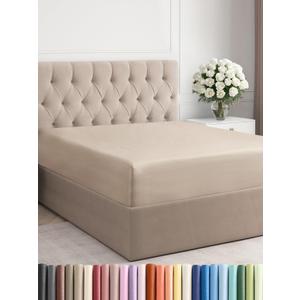 Queen Fitted Bed Sheet - Bottom Single Fitted Sheet Only - Ultra-Soft Hotel Luxury Bedding w/ 8-16 Inch Deep Pockets - Breathable, Cooling & Wrinkle Free - Easy-Care, Fade & Shrink Resistant - Wheat