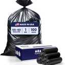 Plasticplace 55-60 Gallon Trash Bags 1.0 Mil Black Heavy Duty Garbage Can Liners 38 x 58 (100 Count)
