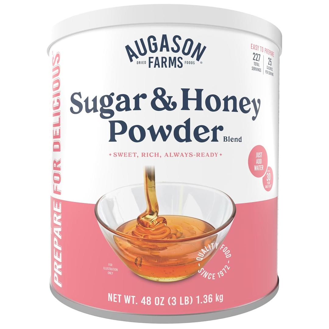 Sugar and Honey Powder Mix Can Emergency Food Supply, 227 Servings, 30 Year Shelf Life - Dry Honey and Sugar Powder Blend Sweetener for Baking and Cooking (EXP 06/10/36)