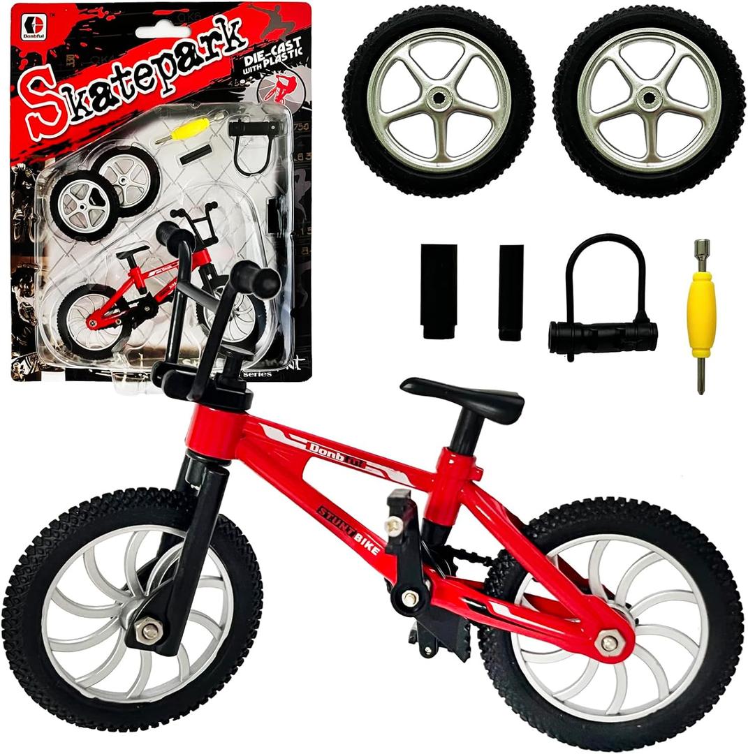 Mini Finger Bike Toy  Alloy Mountain Bicycle Model with Tools, Movable Parts, Gift for Kids & Collectors (Red)