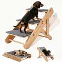 2 in 1 Compact Dog Stairs & Ramp for Small Dogs, Dachshunds & Old Cats, Sturdy Wooden Foldable Adjustable Pet Steps with Non-Slip Mat for Bed Couch Car Travel