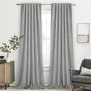 102 inch 100% Blackout Curtains, Laundry Room Decor Window Treatment Rod Pocket Curtains for Patio Sliding Door, Extra Long Thermal Insulated Curtains for Villa (Grey, Set of 2, 52x102 inch)
