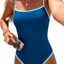 Jolefille Womens One Piece Swimsuit Tummy Control Modest Bathing Suit Teen Girls Swim Suit Cute Floral Swimwear (Blue, S)