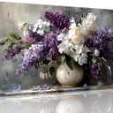 TutuBeer 1 Panel Purple Wall Art Purple Pictures Floral Canvas Prints Paintings Vintage Vase Flowers Pictures Wall Decor Living Room Bathroom Kitchen Farmhouse Decor Ready to Hang 12x24 Inches