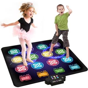 Dance Mat Toys for Kids: LED Light-Up 12-Button Dance Pad with Adjustable Volume, Built-in Music, 1-Player & 2-Player Mode, 8 Challenge Modes and 3 Speed Level, Xmas Gifts for Kids Age 3-12
