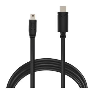 20-Foot Mini USB 5-Pin to USB Type C Cable - Extra Long Tethering Cable - Compatible with Canon, GoPro, Yeti Microphones, Dash Cams, Tomtom GPS Systems, MP3 Players and More.