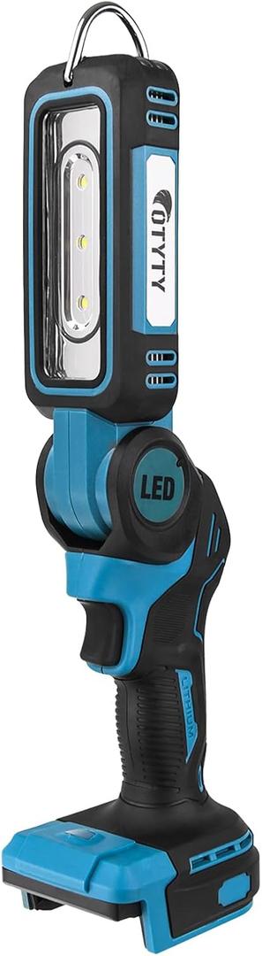 OTYTY LED Work Light for Makita 18V LXT Lithium Battery, 30W 2000LM Portable Cordless Lamp Rechargeable Flashlight, Pivoting Head, Black and Blue