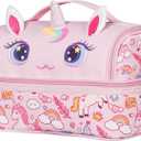 NOHOO Kids Insulated Lunch Bag Small Cute Reusable Pink Unicorn Food Box Bag for Girls Toddler Preppy School Kindergarten Daycare Use