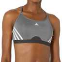 adidas Women's Training Light Support 3 Stripe Bra, Dark Grey, Small DD