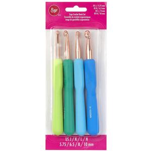 Boye 40-40045 Metal Ergonomic Crochet Hook Set for Medium and Bulky Weight Yarn, Sizes J/K/L/N, Multicolor, 4pcs