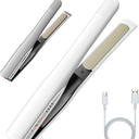 Cordless Hair Straightener and Curler 2 in 1, Fast Heating Cordless Flat Iron, UltraLight Portable Straightener for On The Go, AntiScald Design with USBC Charging& Negative Ion (Milky White)