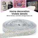 Novani Self Adhesive Rhinestone Ribbon, 0.35 Inch Wide 6 Yards 1 Roll, AB Crystal Diamond Bling Strips for DIY Crafts,Home Decor,Glitter Glass Rhinestone Tape for Crafting,Car Decoration