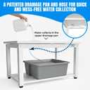 Washer and Dryer Pedestal - 27" W, 16" H, White Steel Universal Fit with Major Brands, Leak-Proof Laundry Pedestal with Drain Pan & Hose, Washer and Dryer Stand for Back Pain Relief, 800 lbs Capacity
