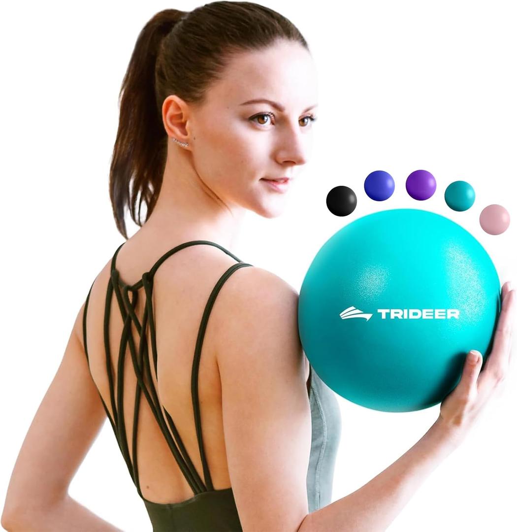 Trideer Exercise Ball for Yoga, Pilates & Fitness  Stability Ball Equipment for Home Gym & Office Chair, Core & Balance Training Accessories, Physical Therapy Equipment, Quick Pump Included, 5 Sizes (XXS(9in./23cm) (Without Pump), Turkis/9-inch)