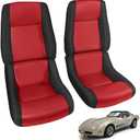 SAPUBK Custom-Fit Front Seat Covers Replace for 1979-1983 Chevy Corvette C3, Driver and Passenger Premium Leather with Composite Soft Foam Lining Seat Cover