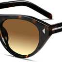 TYA Retro Oval Sunglasses for Women Men Trendy Narrow Shades Vintage Cat Eye UV400 Protection Sunnies