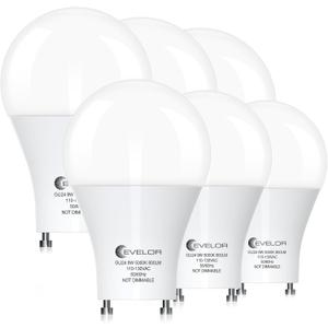 GU24 LED Light Bulb,60 Watt Equivalent Daylight White 5000K,Non-Dimmable,Efficient 9W,800 Lumens 2 Prong Light Bulbs,15000 Hours,Ideal for Kitchen,Range Hood,Living Room,Bedroom,6-Packs