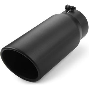 Exhaust Tip 5" Inlet, A-KARCK Exhaust Tailpipe Tip 5" Inlet 6" Outlet 15" Long Black Coating Bolt On for Pickup Truck Tailpipe
