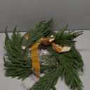 Daifunli 2 Pack 20 Inch Light up Christmas Norfolk Pine Wreaths with Khaki Bows Artificial Realistic Green Wreath with Pre-lit LED for Front Door Wall Mantle Outdoor Xmas Windows Porch Decor