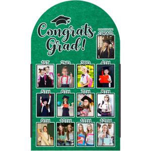 CroBlissful 27 x 16 Inch Graduation Photo Board Picture Frames Wall Decor Collage Display Green Felt Board for 4 x 3 Inch Photo DIY Picture Holder 2026 Graduation Party Decorations