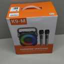 Karaoke Machine, Portable Bluetooth Speaker with 2 Wireless Microphones for Adults & Kids with Lights, Karaoke Microphone with PA System Supports USB/TF/FM/AUX for Home Party Home System Packages (Black)