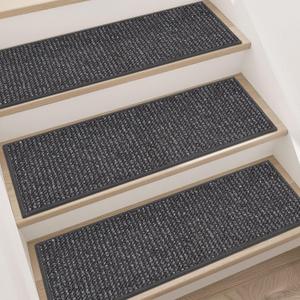 BEQHAUSE Stair Treads for Wooden Steps 28inX9in, Carpet Stair Treads Non Slip Indoor, Machine Washable Stair Runners for Kids Elders and Pets, Carpet for Stair Rugs Mat, TPE Backing, 4pcs, Charcoal