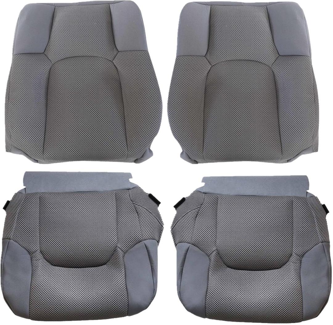 GXARTS Driver and Passenger Bottom & Top Lean Back Seat Cover Cloth Steel Gray Compatible with Nissan Frontier SV Crew Cab 2005 2006 2007 2008 2009 2010 2011 2012 2013 2014 2015 2016 2017 2018 2019