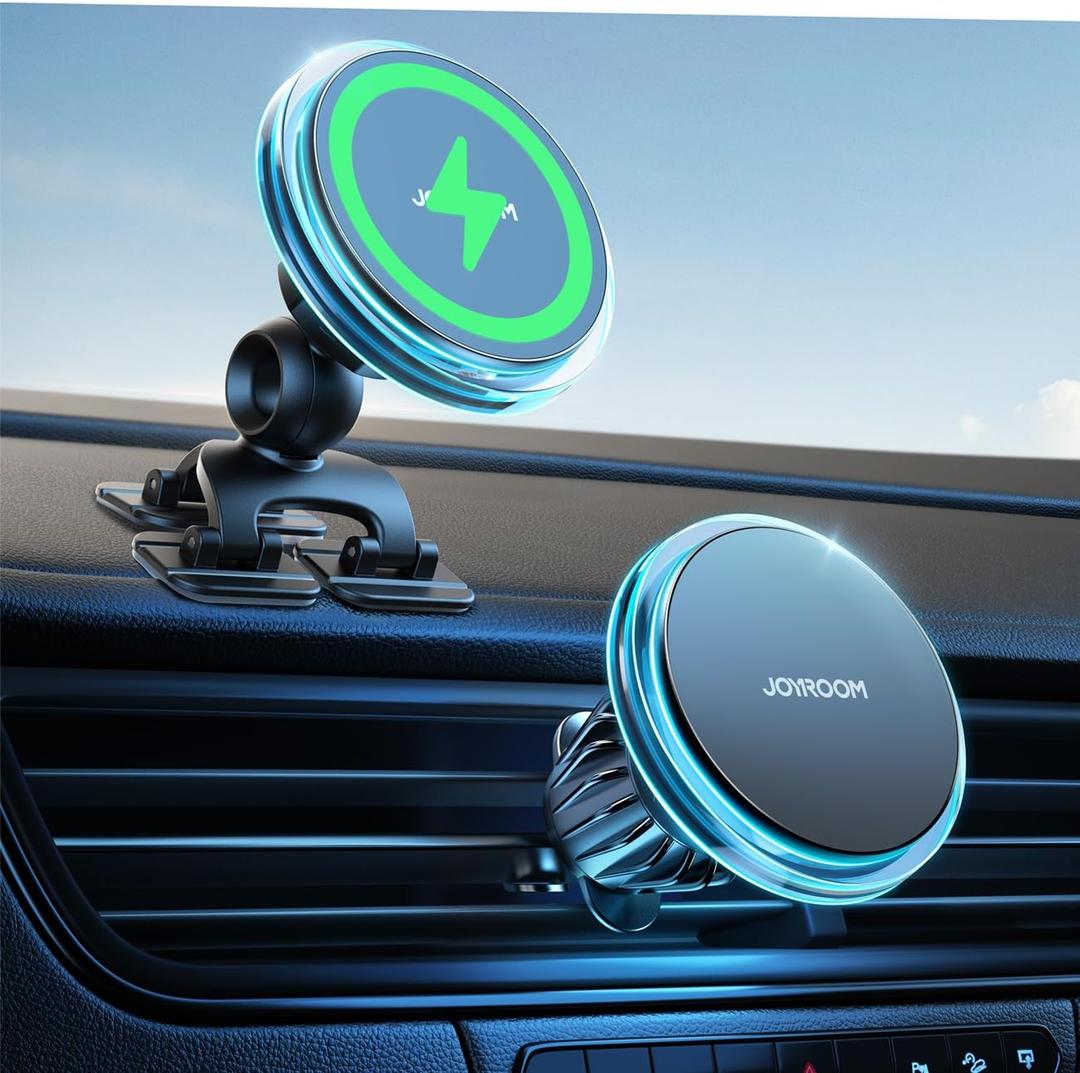 JOYROOM for MagSafe Car Mount Charger, 2025 Upgraded 15W Fast Charging Magnetic Wireless Car Charger Suitable for [Vent+Dash+Wall],for Magsafe Charger Car Phone Holder Mount for iPhone 16 Pro/15/14/13