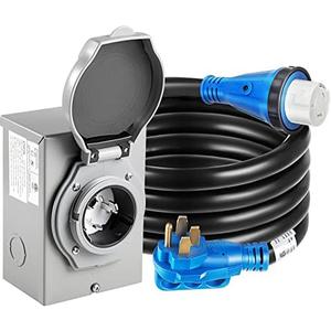 Gloppers 50 Amp Generator Cord and Power Inlet Box,50 Amp Generator Cords 25FT,125V/250V Generator Power Cord NEMA14-50P/SS2-50R Twist Lock Connector