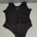 RARITYUS Women Sexy Lace Bodysuit Jumpsuit See Through Mesh Sleeveless/Long Sleeve Tops Swimsuit for Party Outfit (Black, M)